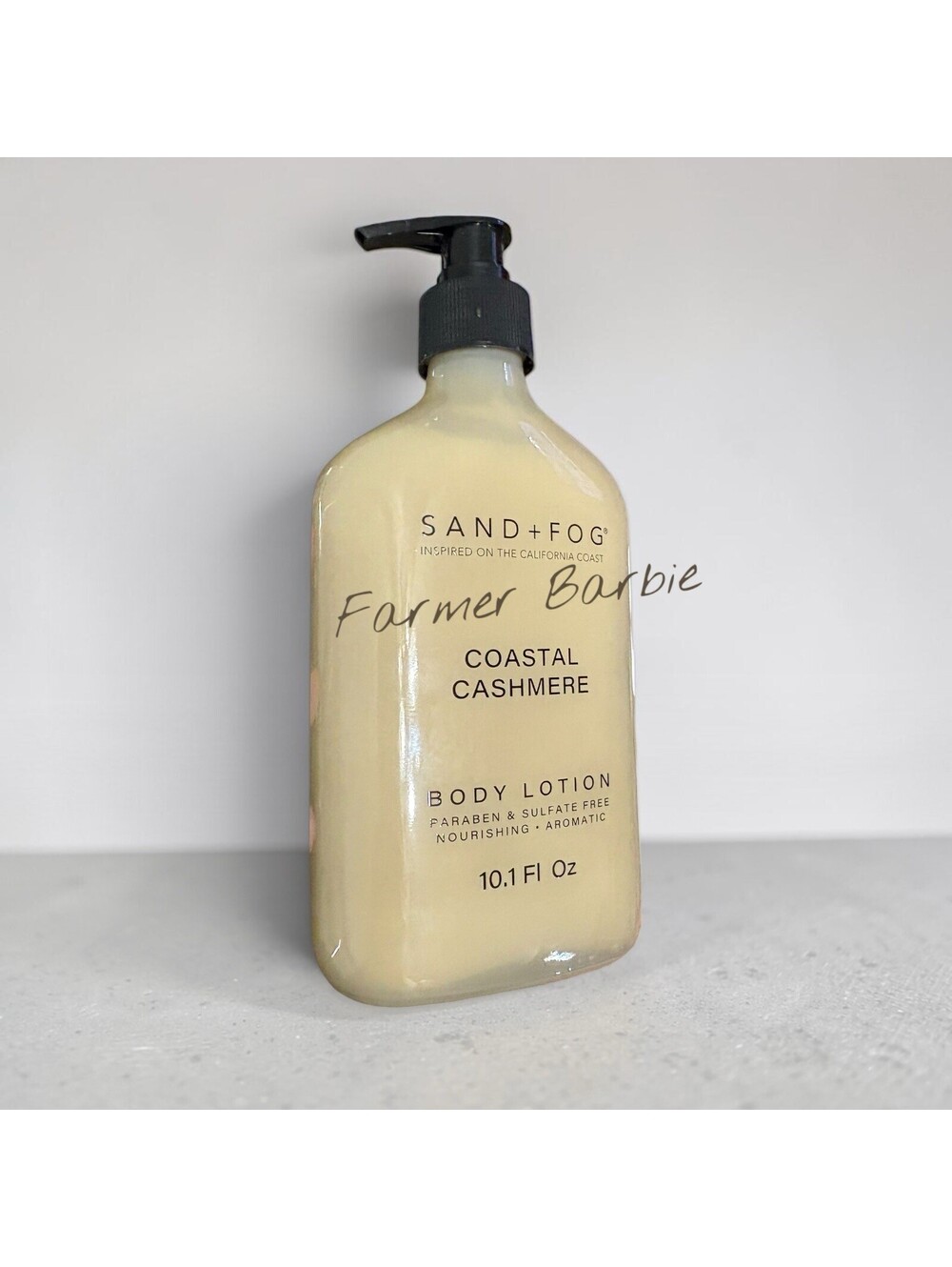 Sand + Fog Coastal Cashmere Body Lotion 10.1 Oz New Pump Bottle Glass bottle